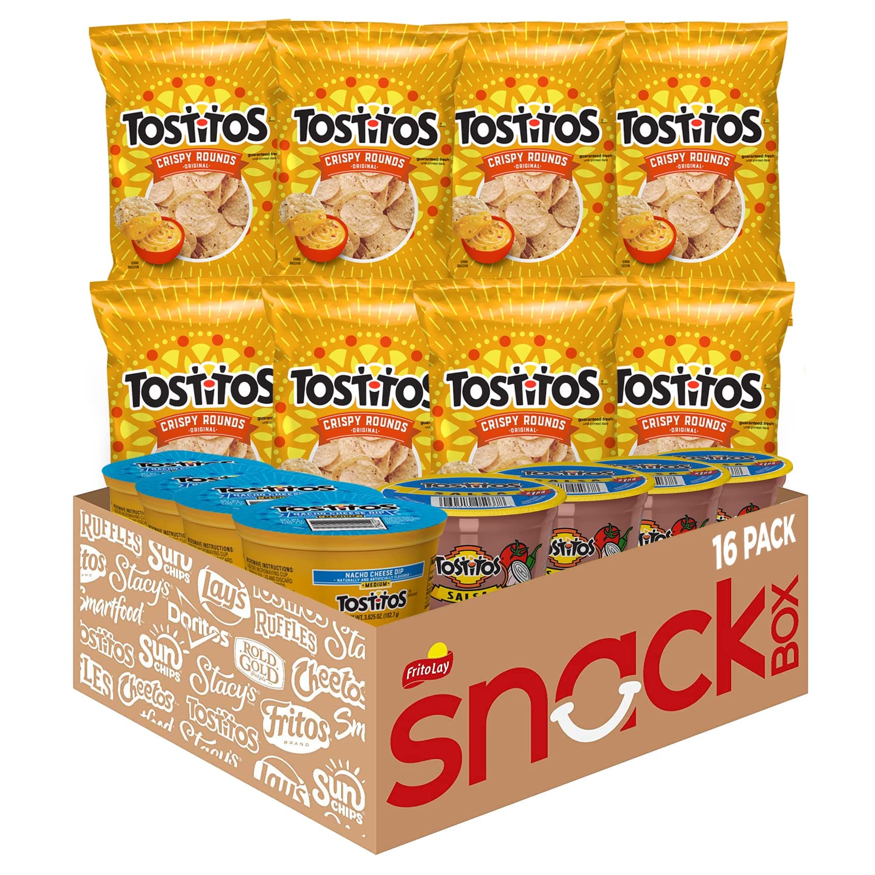 Tostitos Tortilla Chips Chip & Dip Pack, 3oz Tostitos Crispy Rounds & 3.8oz Medium Dip