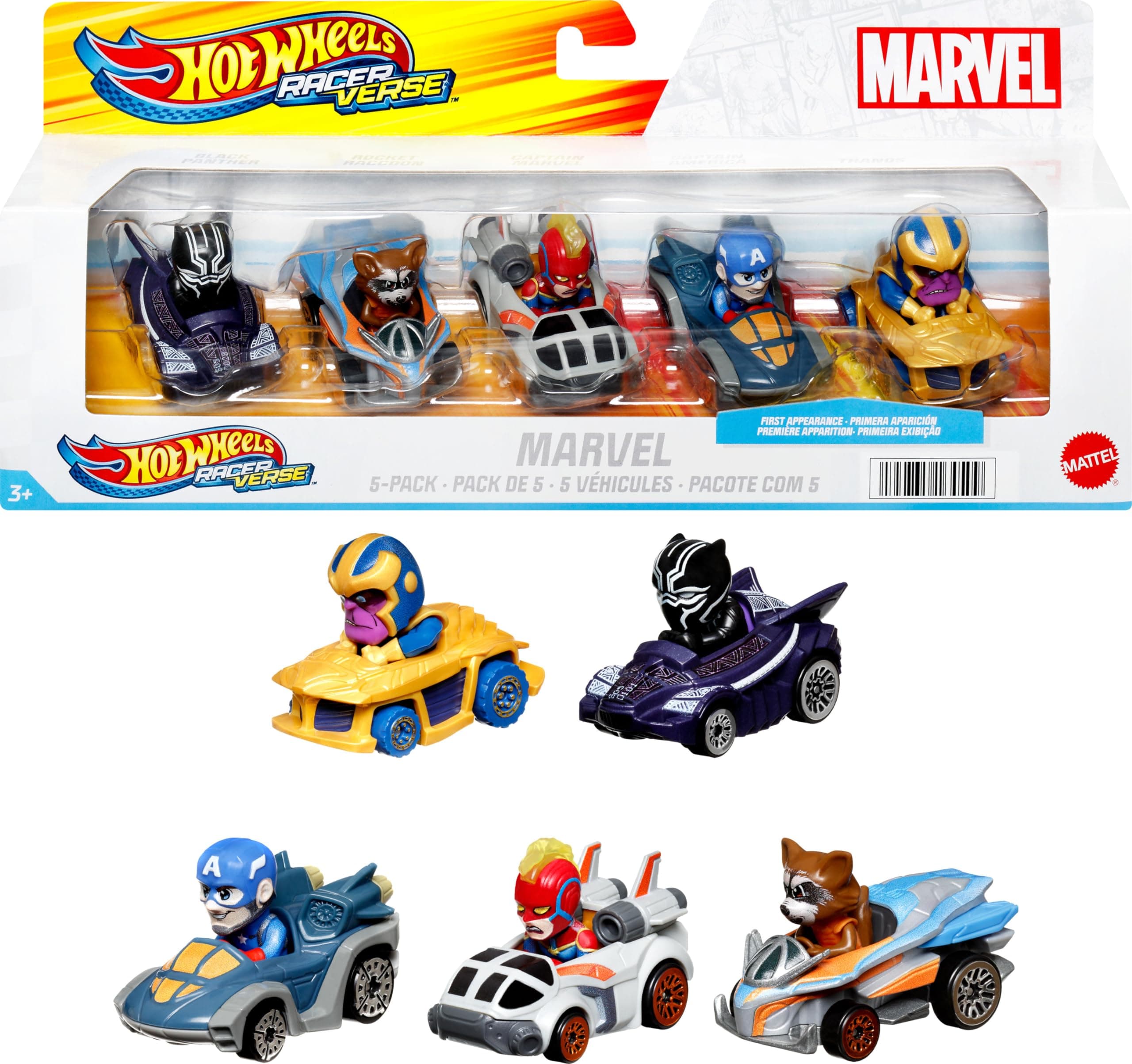 RacerVerse, Marvel Metal Cars Optimised for Hot Wheels Circuits, Driven by Famous Marvel Characters, Gift for Kids and Collectors, HPN40