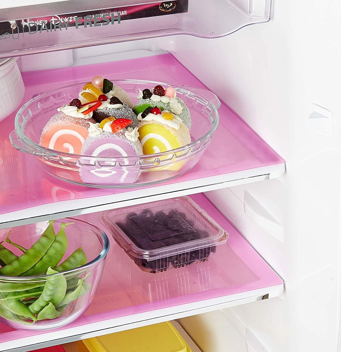 Kuber Industries 6 Pieces PVC Refrigerator/Fridge Multipurpose Drawer Mat Set(Pink)