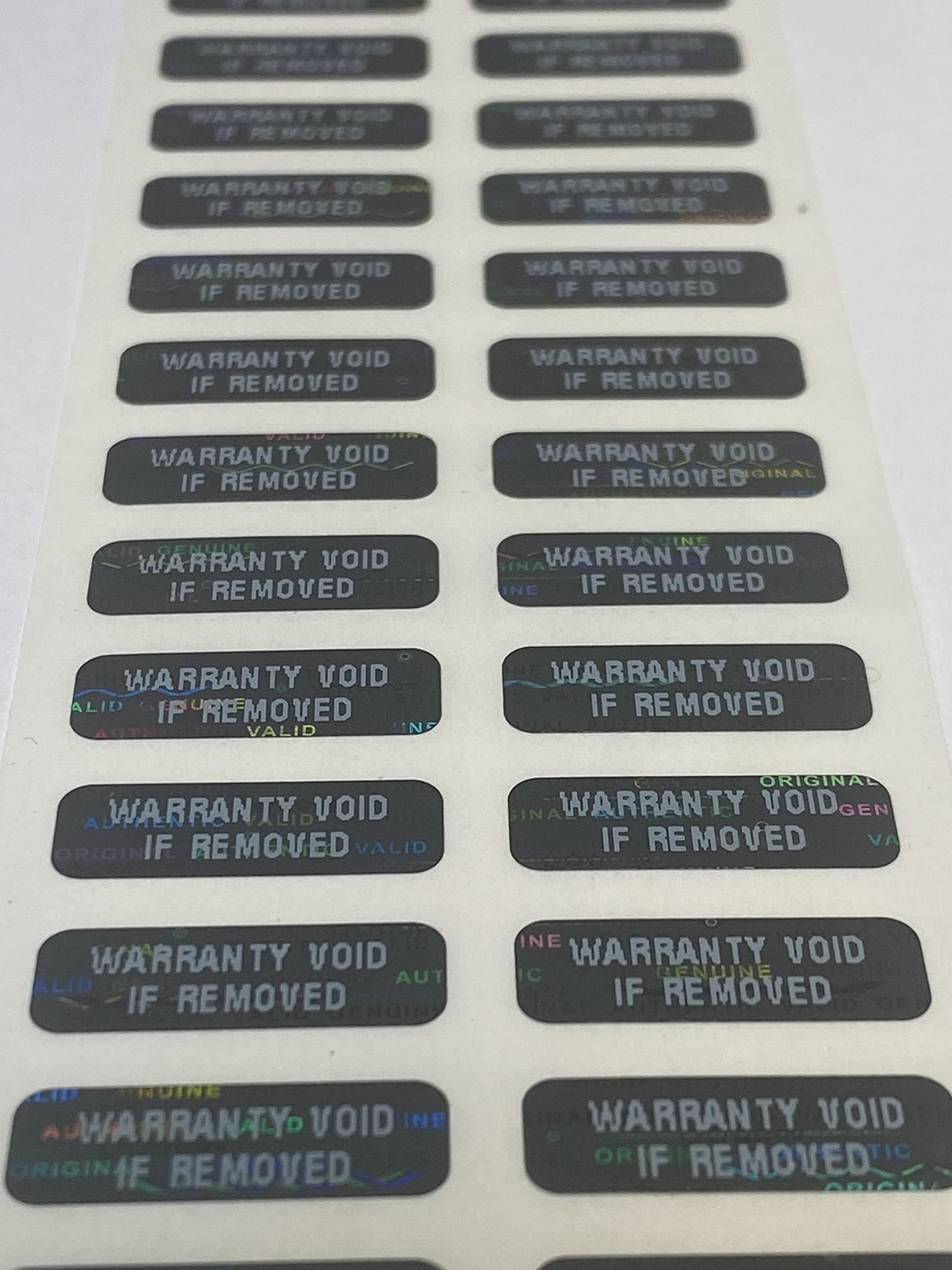 100 .75 X .25 Inch Small Black Tinted High Security Tamper Evident Warranty Void Labels/Stickers