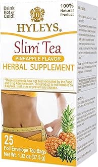 Hyleys Slim Tea Pineapple Flavor - Weight Loss Herbal Supplement Cleanse and Detox - 25 Tea Bags (12 Pack)