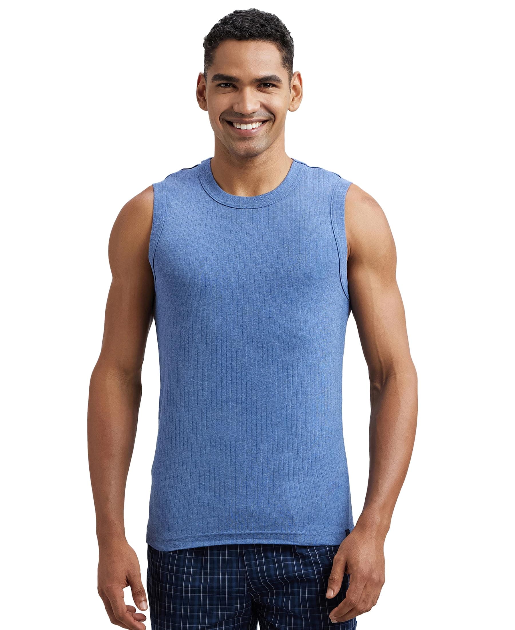 Jockey9930 Men's Super Combed Cotton Rib Solid Slim Fit Round Neck Muscle Vest
