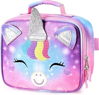 mibasiesKids Lunch Box for Girls Toddler, Insulated and Reusable Lunch Bag for School, Unicorn