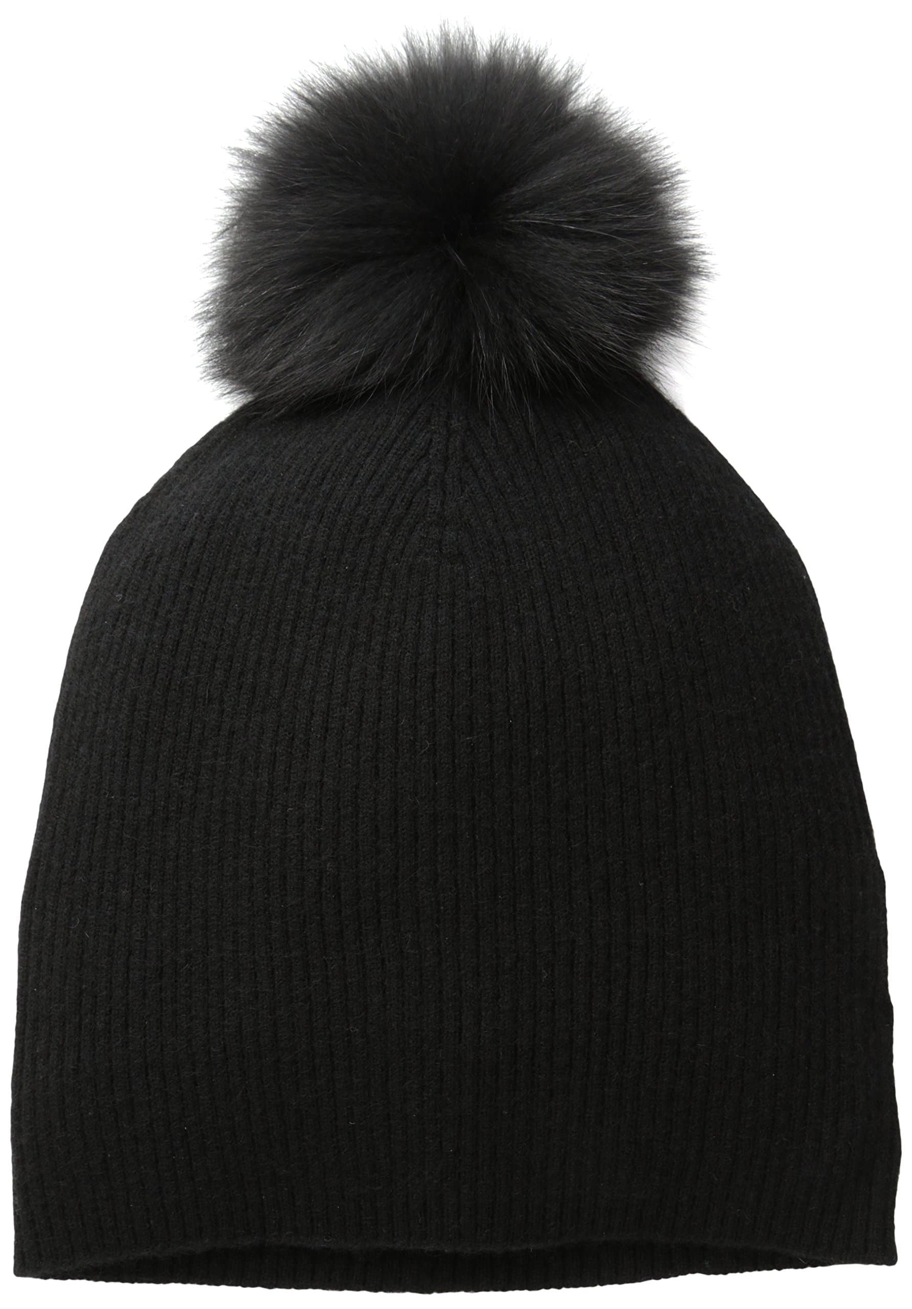 Sofia Cashmere Women's Dyed Fox Pom Slouchy Beanie