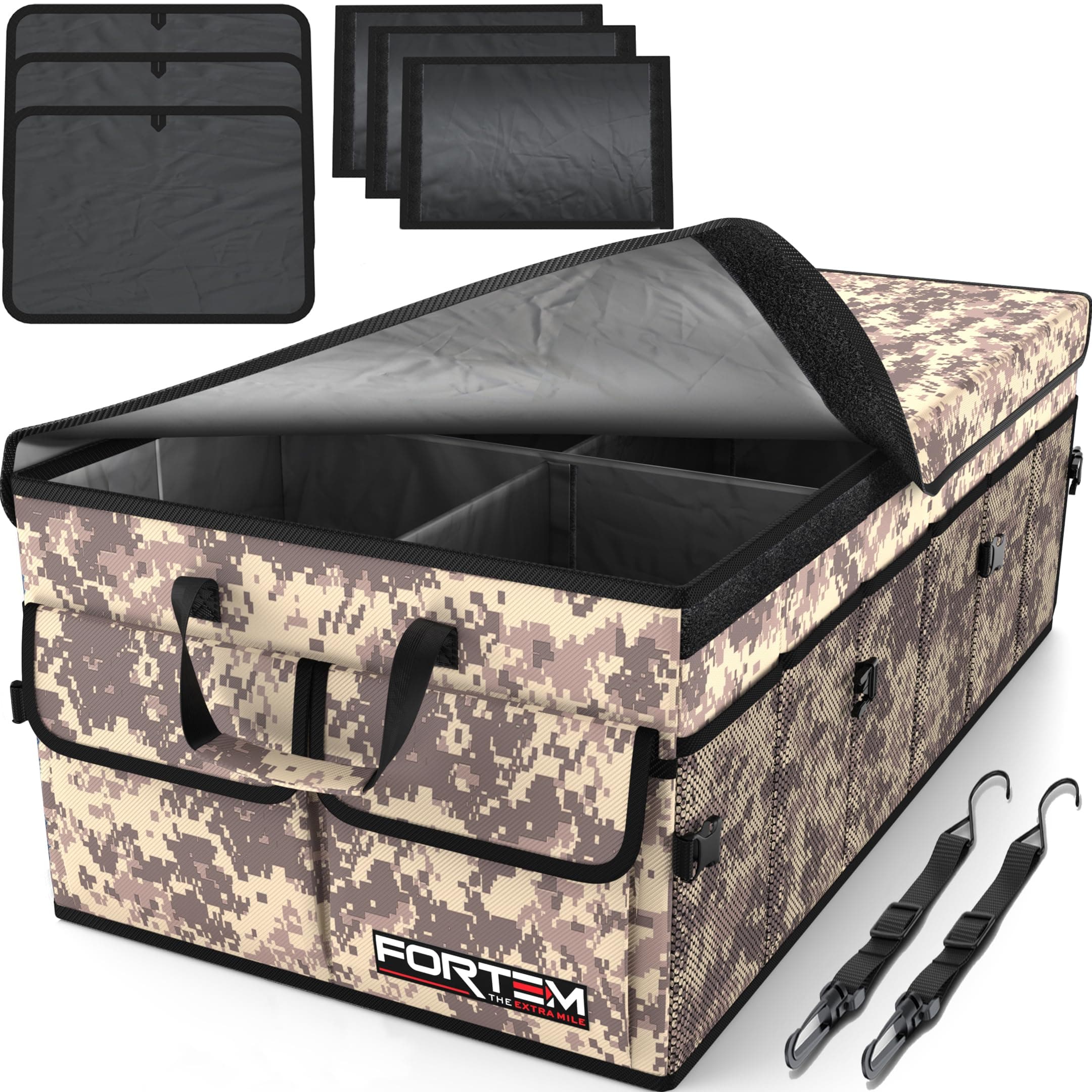 FORTEM Trunk Organizer For SUV Car Trunk Organizer, Foldable Storage, Car Accessories for Women Men, Collapsible Bag, Perfect Christmas Gifts, 600D Oxford, Non Slip Bottom, Straps, Soft Cover (85L)