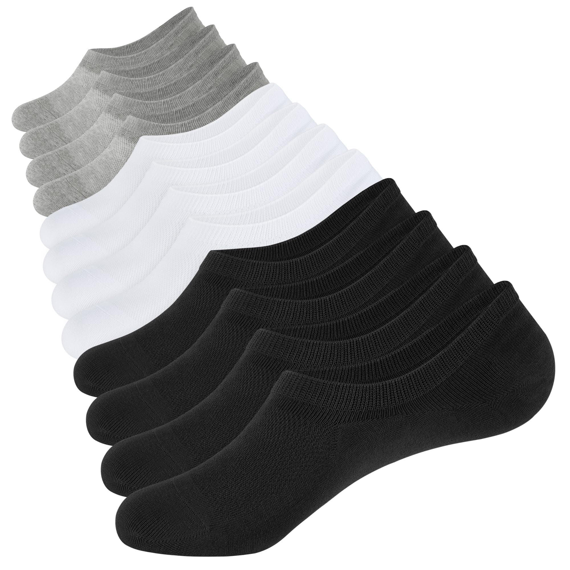 Mens No Show Socks Cotton Thin High Elasticity Low Cut Ankle Socks with Non Slip Grips 6 Pairs