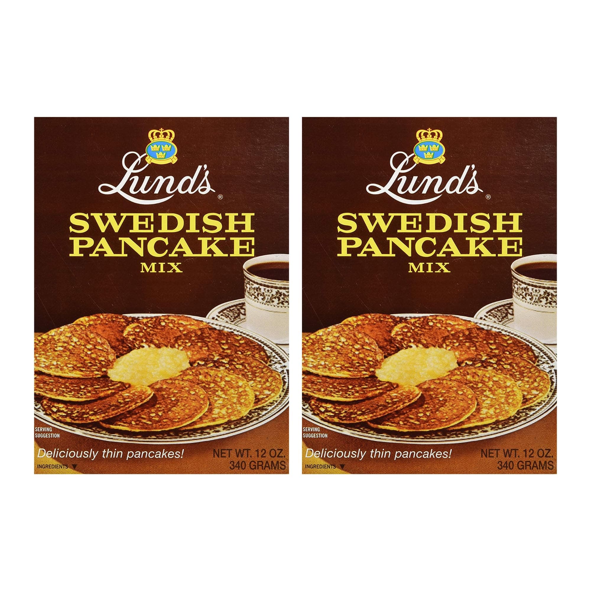 Lund’s Swedish Pancake Mix, Deliciously Thin & Light Pancakes, 12 oz, Traditional Scandinavian Recipe - Easy Mix for Breakfast or Brunch [Pack of 2]