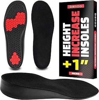 Height Increase Insoles for Men (+1 inch) Discreet Shoe Lifts, All Day Comfort, Shock-Absorbent Gel, Trim to Fit Inserts for Most Sneakers & Shoes, Confidence Boosters (Mens 12-14)