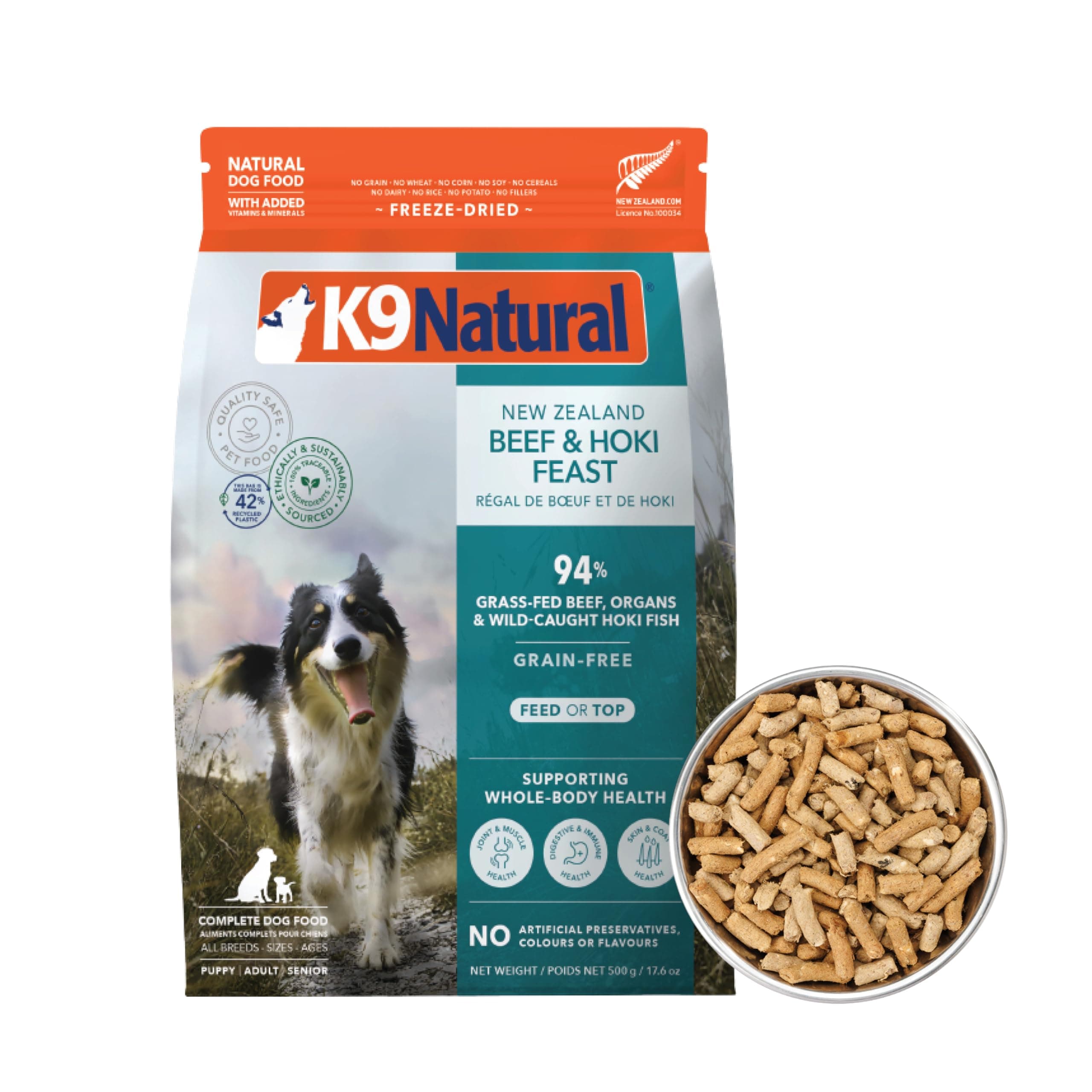 K9 Natural Freeze Dried Hoki And Beef Feast 500g