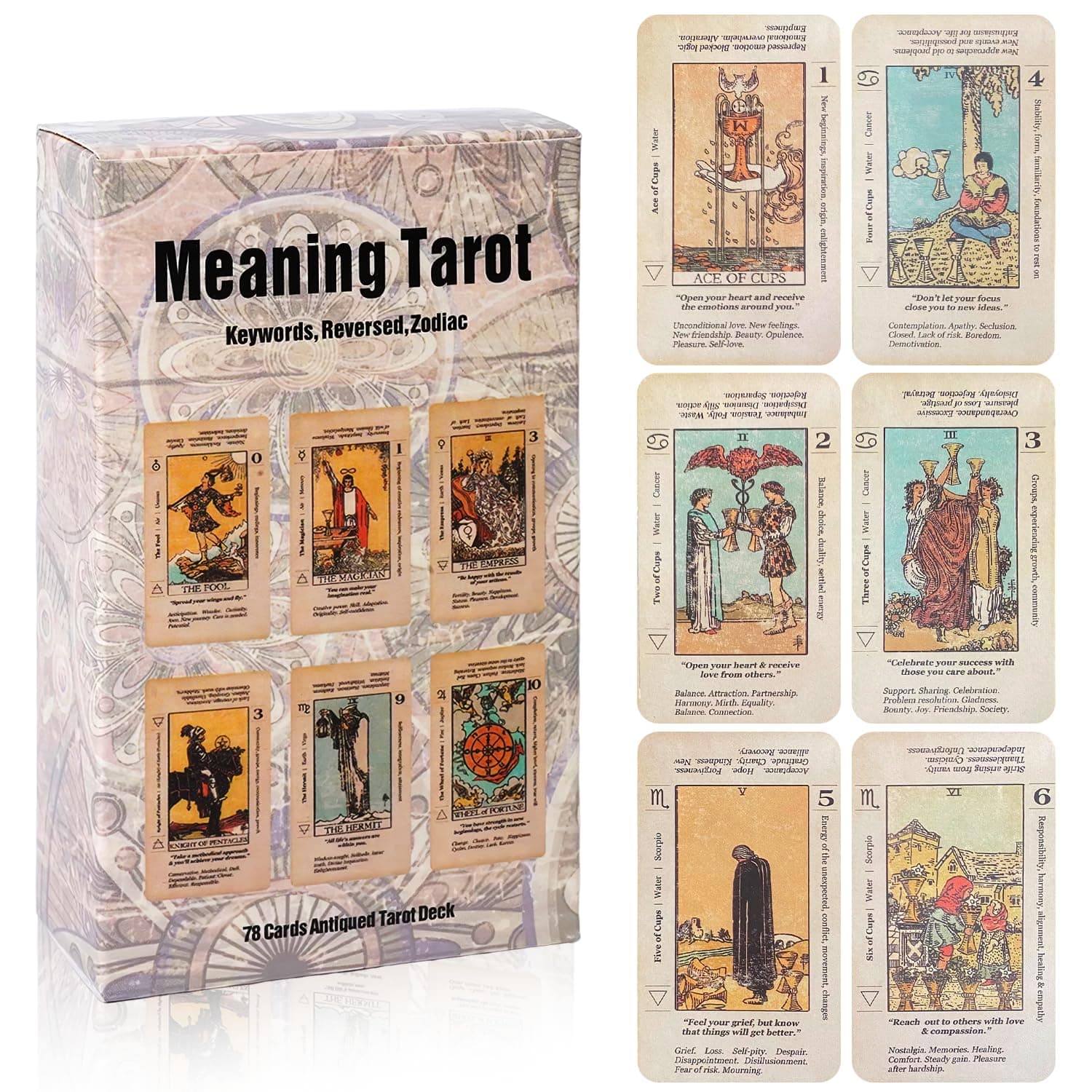 Tarot Cards Deck With Meaning On Them – Classic 78Pcs Tarot Card Game Set For Beginners & Professionals,Oracle Cards For Spiritual And Shadow Work,Divination And Guidance