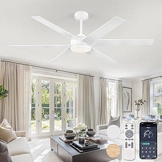 Fanbulous 60 Inch Ceiling Fans with Lights and Remote, Reversible 6 Blades & Dimmable 3-Color Outdoor Ceiling Fans for Patios, DC Motor Large Ceiling Fan for Indoor or Covered Outdoor-White
