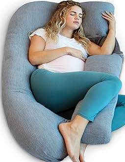 Pharmedoc Pregnancy Pillows, U-Shape Full Body Pillow ââ‚¬â€œ Cooling Cover Grey ââ‚¬â€œ Pregnancy Pillows for Sleeping ââ‚¬â€œ Body Pillows for Adults, Maternity Pillow and Pregnancy Must Haves