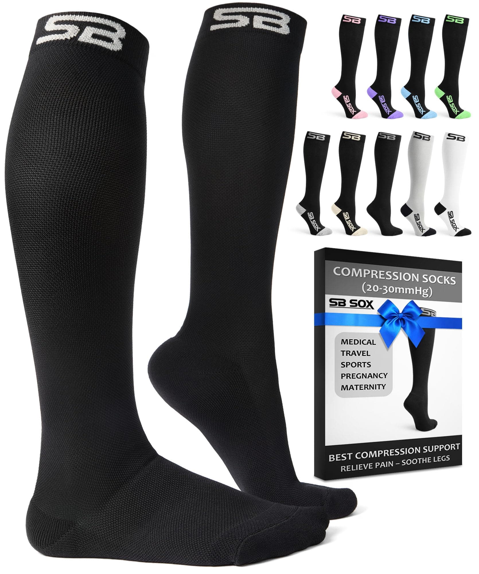 Compression Socks for Men & Women (20-30mmHg) – Best Compression Socks for Travel, Medical, Sports, Wide Calf Fit, and Daily Wear