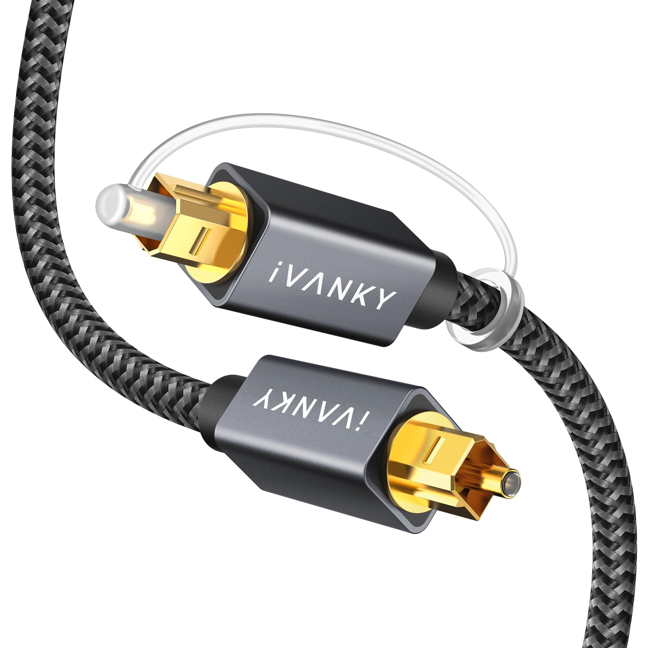 IVANKY Optical Audio Cable 10ft/3M Long Digital Audio Optical Cable for Soundbar, S/PDIF Toslink Fiber Optic Cord [Braided, Gold-Plated Connectors, CL3 Rated] for TV, Home Cinema, Xbox/PS4, Sonos