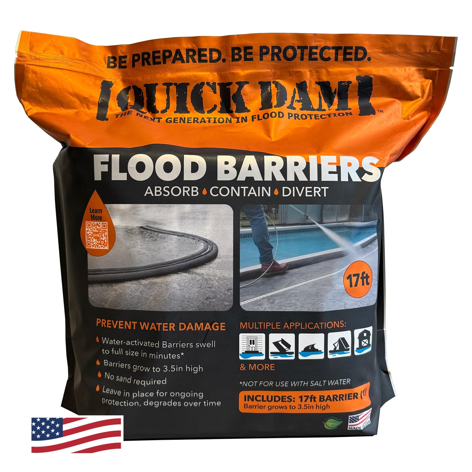Quick Dam Water Activated Flood Barrier 17 feet, 1-Pack