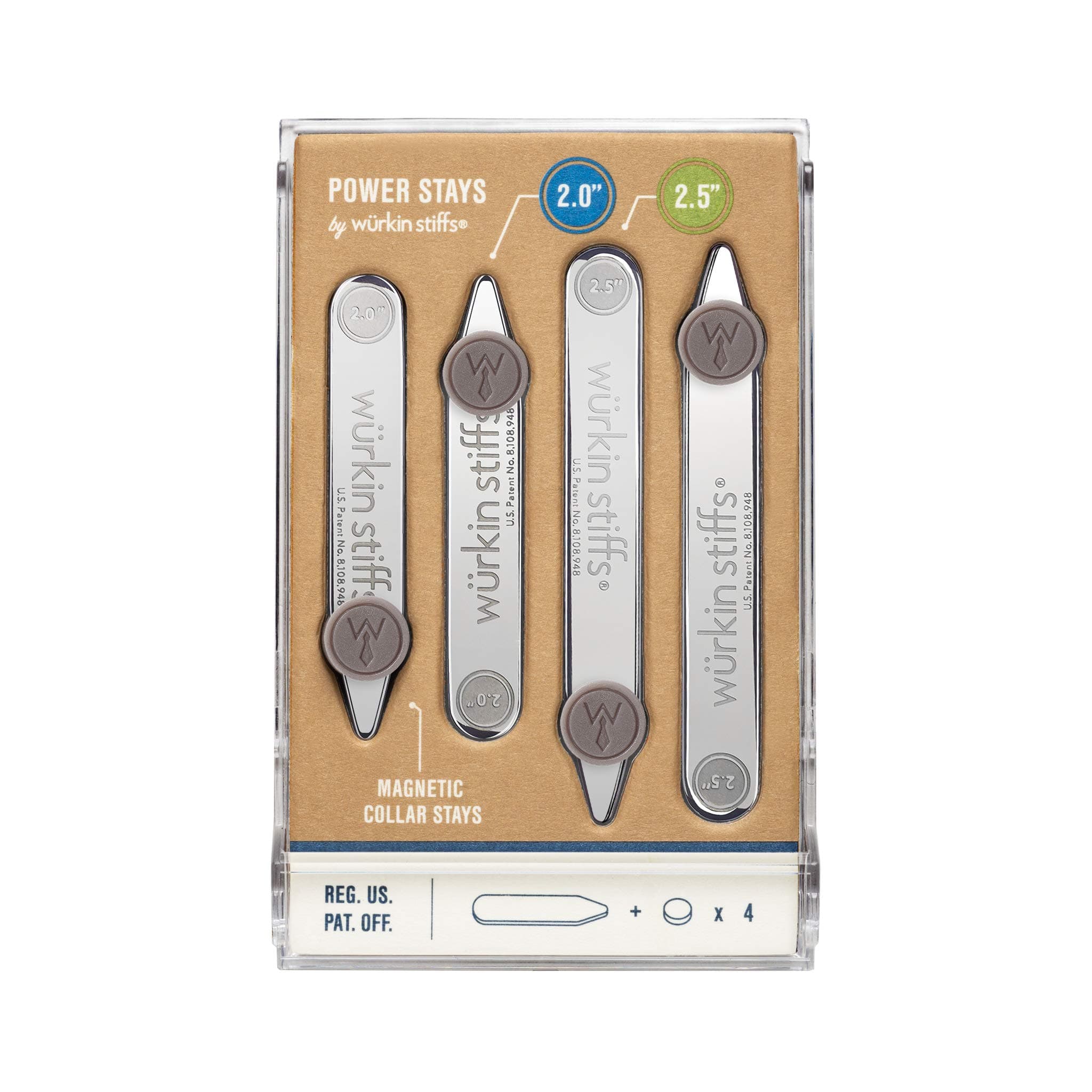 Wurkin Stiffs 2.0-Inch And 2.5-Inch Power Stays Magnetic Collar By | 1 Pair Of Each Size Includes (2) 2.0” 2.5” With Storage Case As Seen On Shark Tank