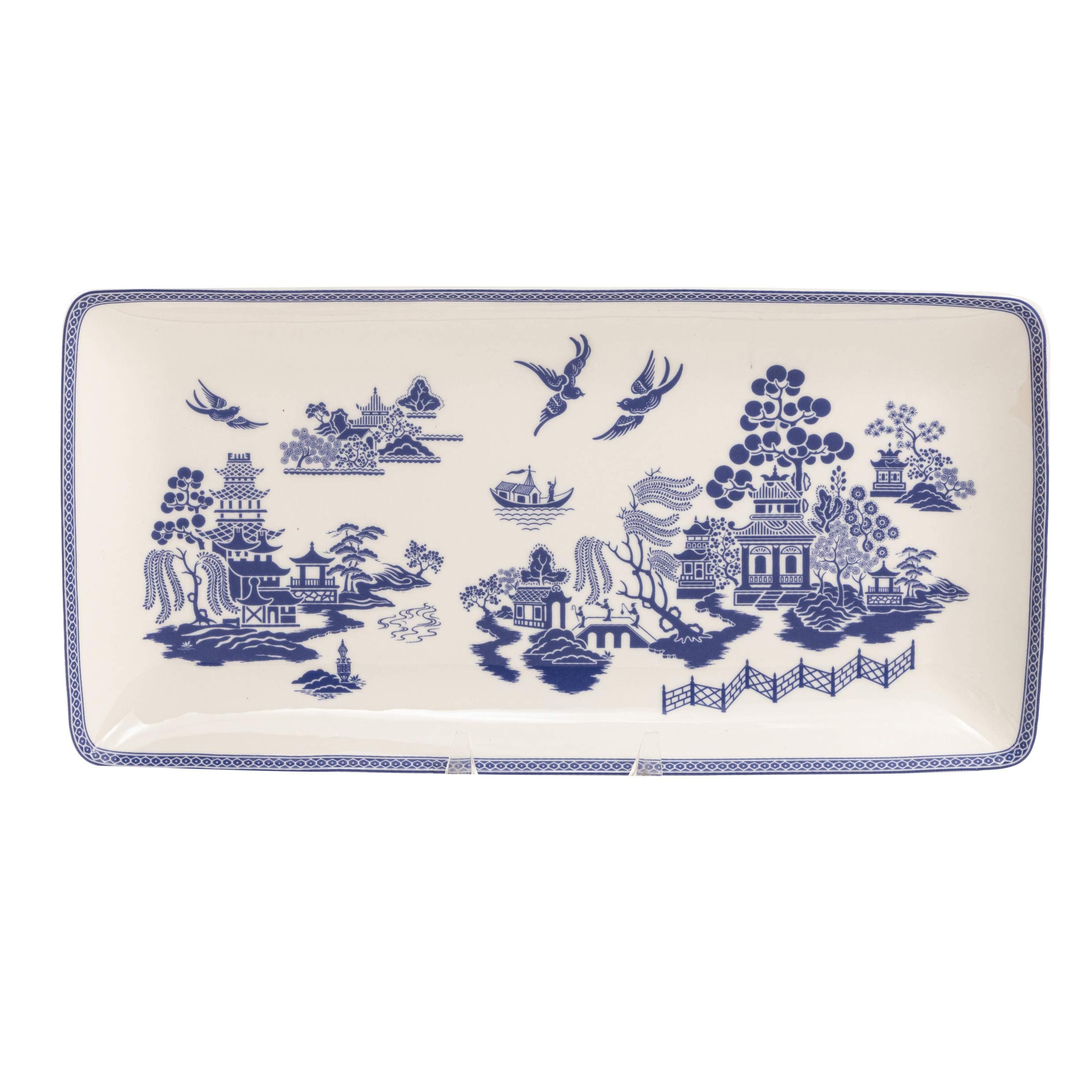 Bone China Blue Willow Serving Tray 9.75 x 5-Inch (Single)