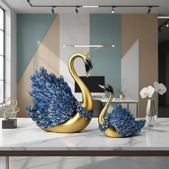 Hand Crafted Swan Pair Home Decor Figurine | Decorative Showpiece (Pack of 2, Blue)