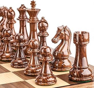High Polymer Weighted Chess Pieces with 4.25'' King - 2 Extra Queens - Gift Package, Standard Tournament Chessmen for Chess Board or Replacement of Missing Pieces (Chess Pieces Only)