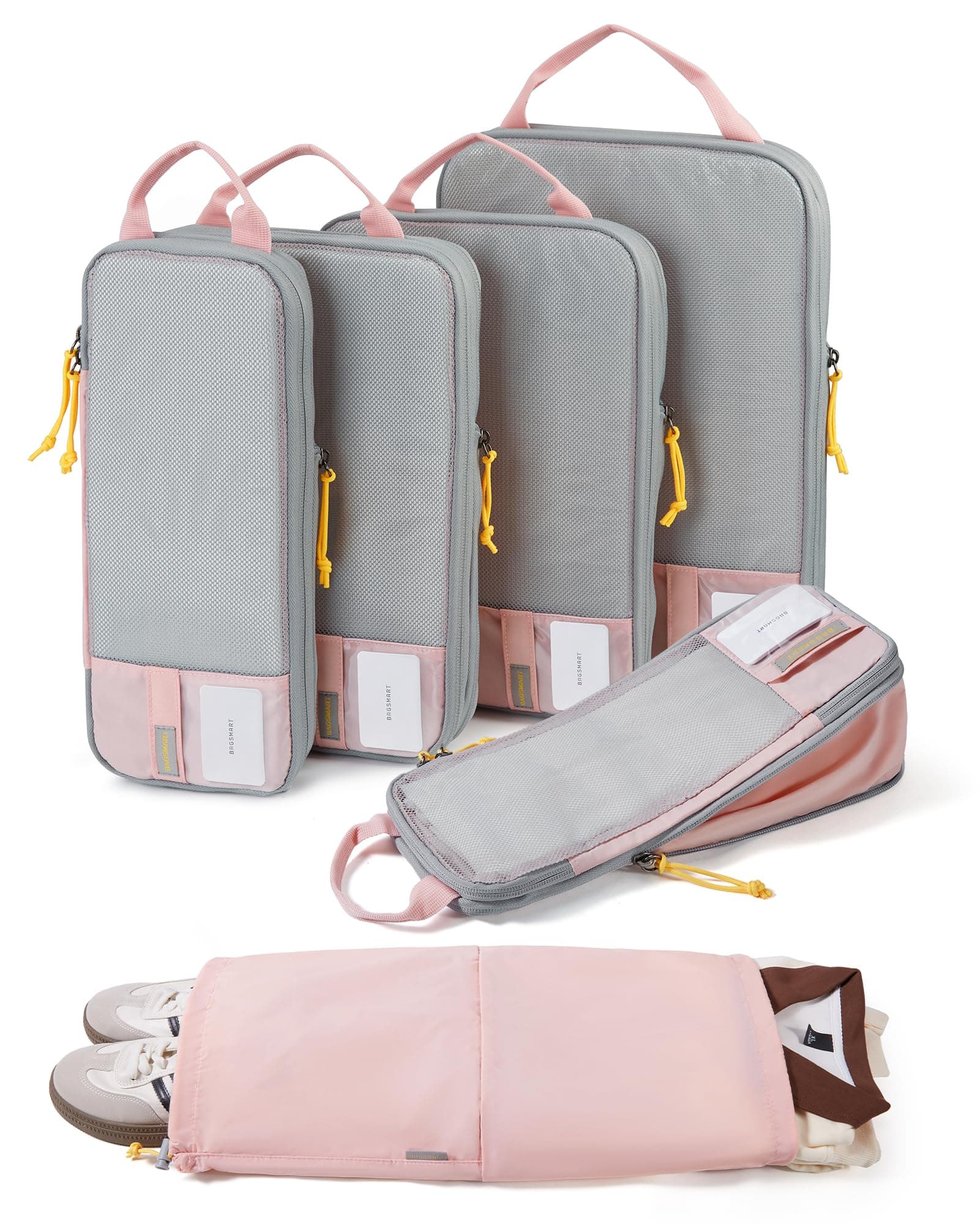 BAGSMART Compression Packing Cubes for Travel, Lightweight Vacation Essentials, Suitcase Organizer Bags, Durable Luggage Organizer, 6/4/2 Set Options