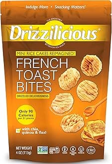 Mini Flavored Rice Cakes French Toast - Rice Crisps, Healthy Snack for Adults and Kids, Vegan, Gluten Free Snack, Allergen Free, Only 90 Calories Per 21 Pieces - 4 oz (Pack of 6)