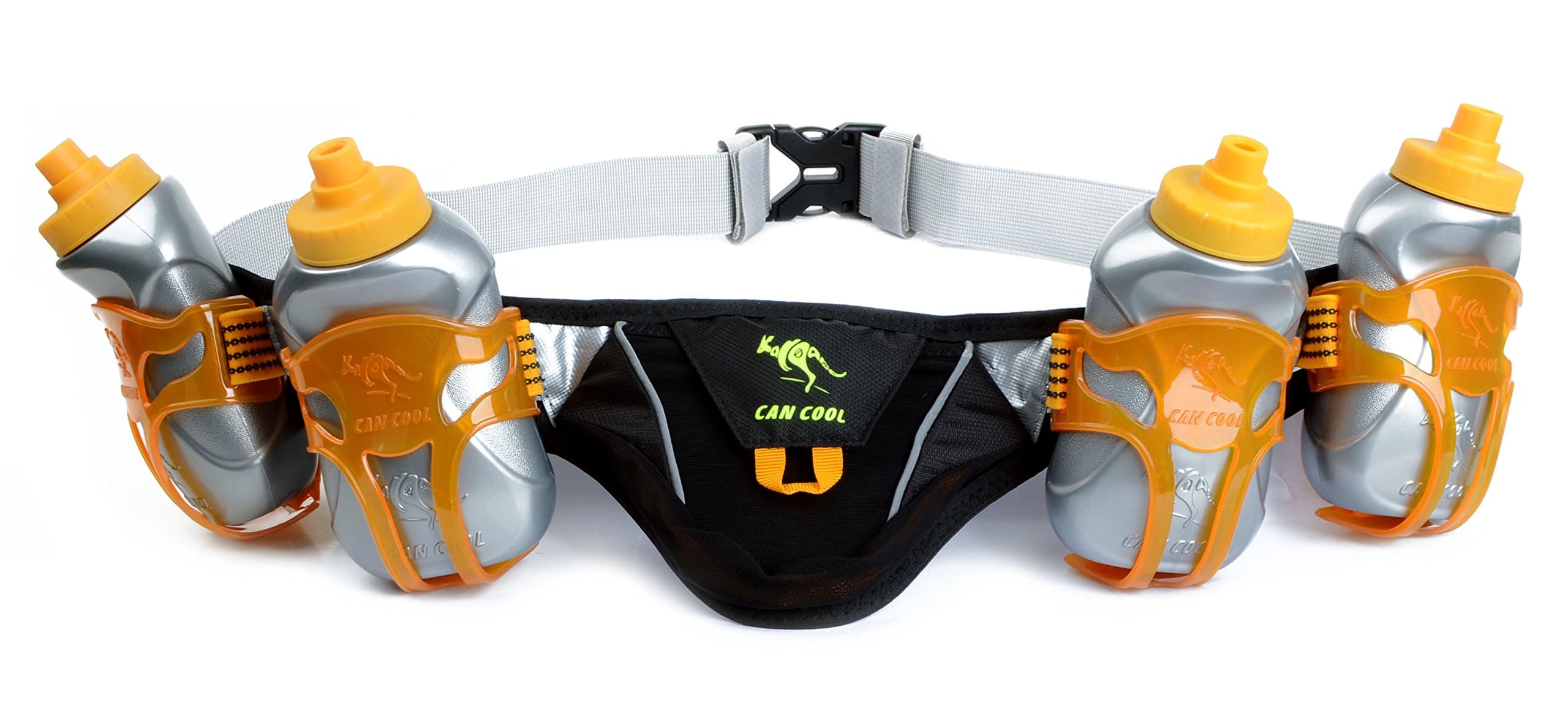 247 VizRunning Hydration Belt - Fits iPhone 8 and Similar - with Four 8oz BPA Free Water Bottles for Any Race (Black)