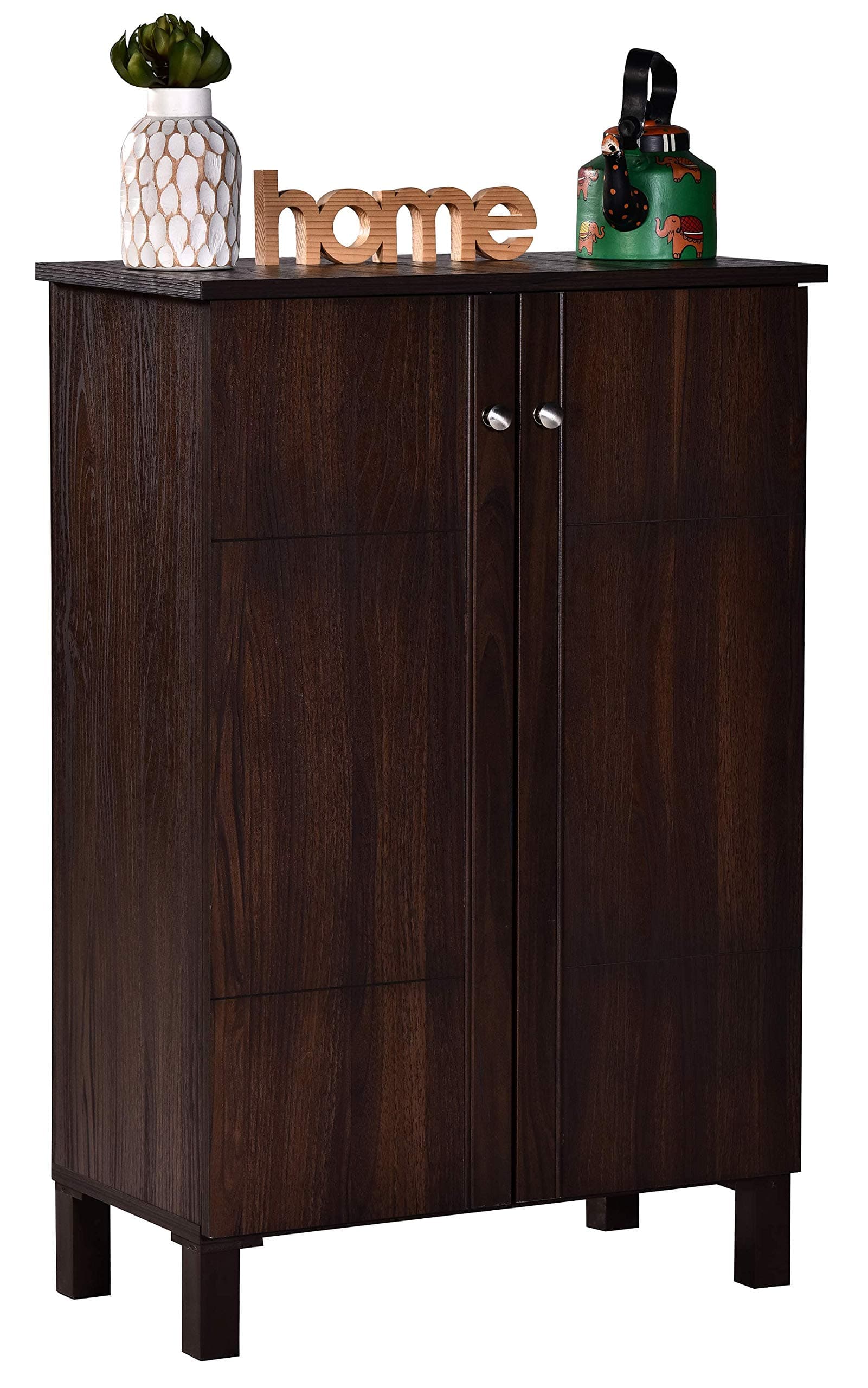 DeckUp Alvo 2-Door Engineered Wood Shoe Rack (Walnut, Matte Finish)