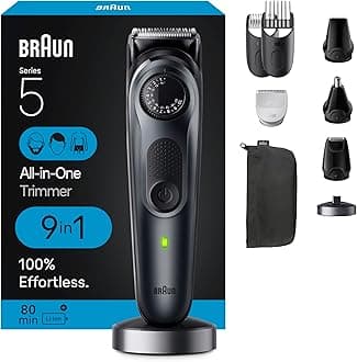 All-in-One Men's Shaving Kit Series 5 5490, 9-in-1 Beard, Face, Nose, Ear Trimmer, Hair Clippers, Body Groomer and Manscaping