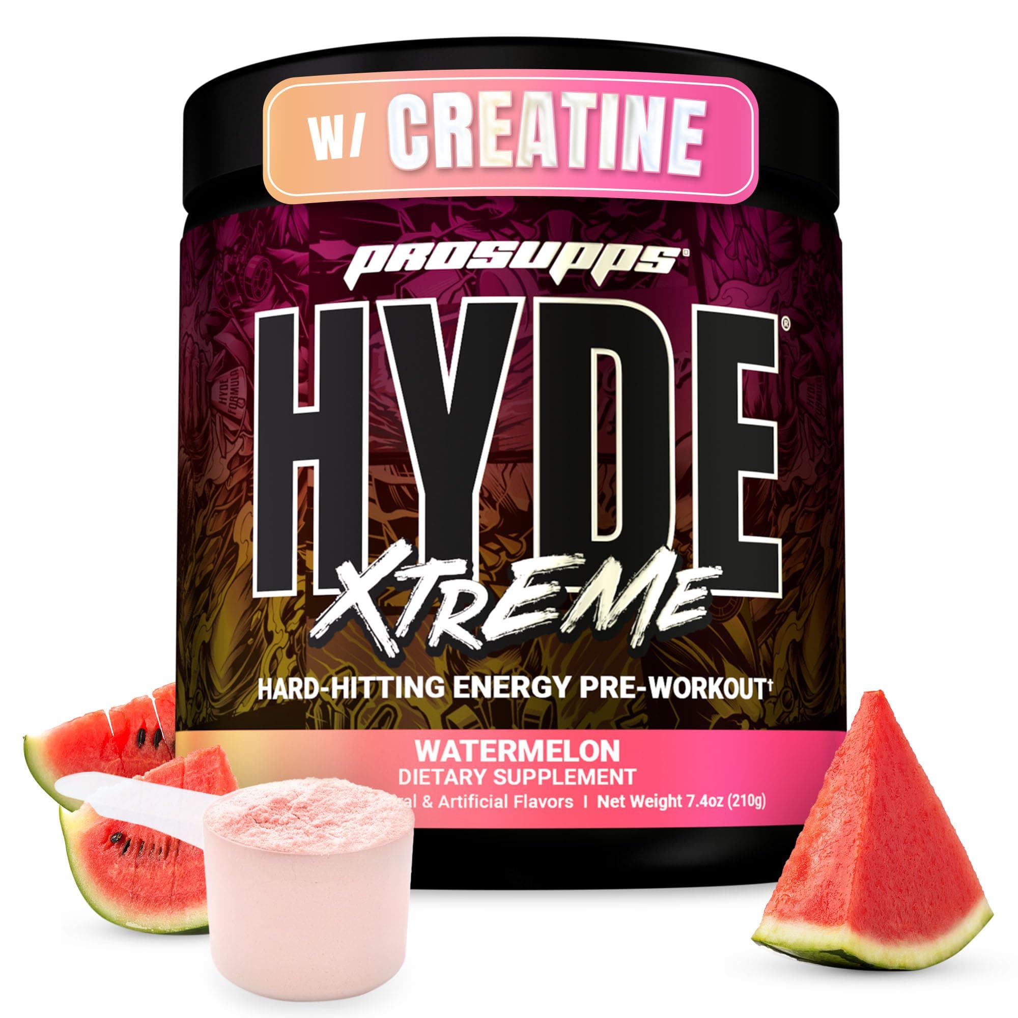 Mr. Hyde Xtreme Pre Workout Powder with Creatine, Beta Alanine & Caffeine – Extreme Energy, Pumps, Focus & Performance - Fitness & Gym Supplements for Men & Women (Watermelon, 30 Servings).
