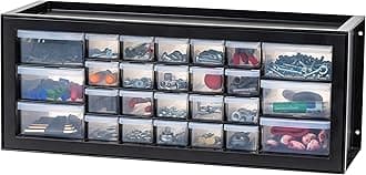Iris Ohyama USA 26 Drawer Plastic Parts Storage Hardware and Craft Cabinet, 21.69-Inch W x 7-Inch D x 8.75-Inch H, Black