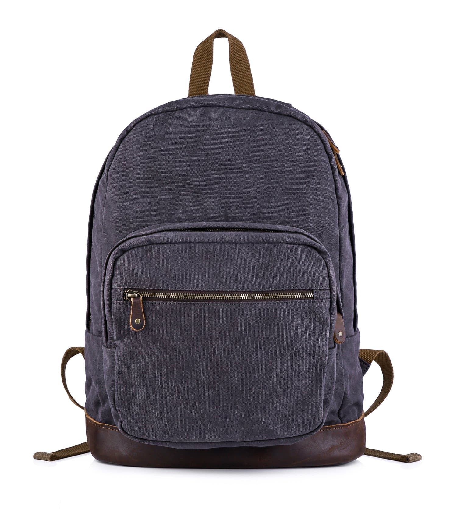 Gootium Canvas Backpack with Leather Trim, Unisex Rucksack, Grey