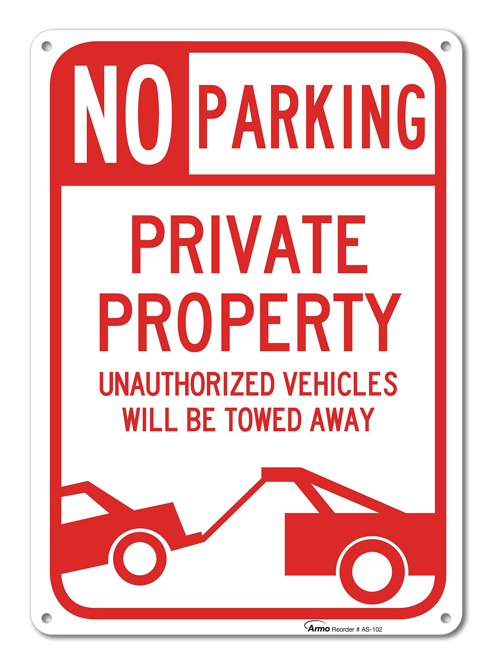 No Parking Sign - Private Property & Driveway Unauthorized Vehicles Will Be Towed Away Sign,Large Rust Free 10x14 Aluminum for Indoor or Outdoor Use - by ARMO