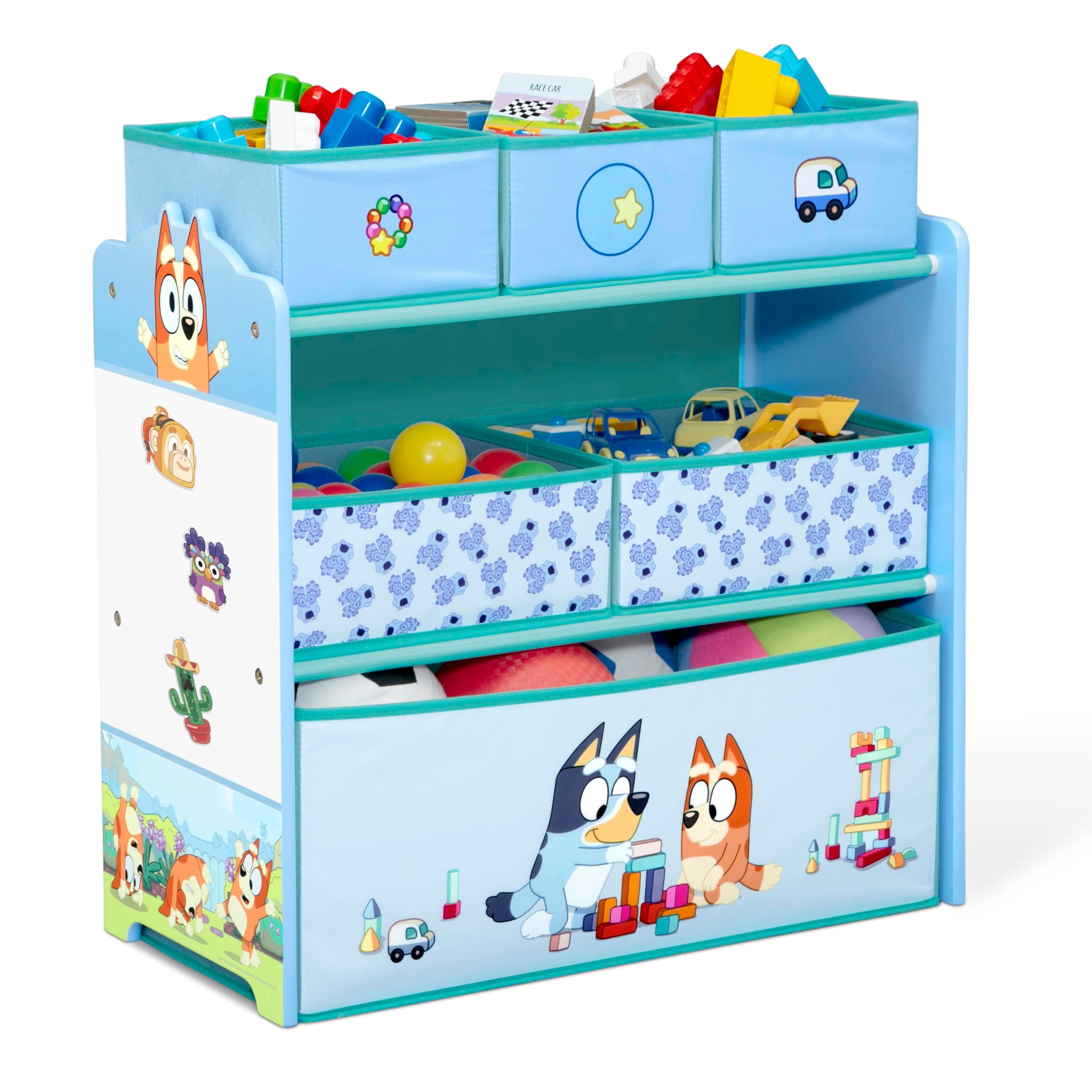 Bluey Design 6 Bin Toy Storage Organizer Blue