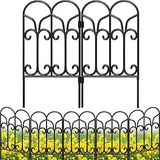 AMAGABELI 10 Panels 22in(H)×10ft(L) Decorative Garden Fences and Borders for Dogs No Dig Rustproof Metal Fence Panels Garden Edging Border Animal Barrier Fencing for Flower Beds Yard Patio Decor Black