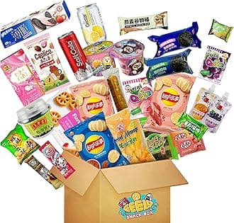 Geely Snack Box Exotic Asian Assorted Snack Box | Variety Pack of Best Tasting Snacks and Candies from China，Japan, Malaysia, etc- Gift for Friends, Family, Loved Ones, Coworkers, Colleagues (6 lbs)