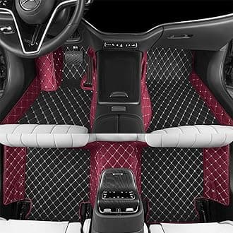 Custom car Floor mat is Compatible for Mercedes-Benz，to All Models for Benz (2000-2025) C260/C200/S500/ A260/ B200，Luxurious ‌All-Weather car Floor MATS. (Black Rice & WineRed)