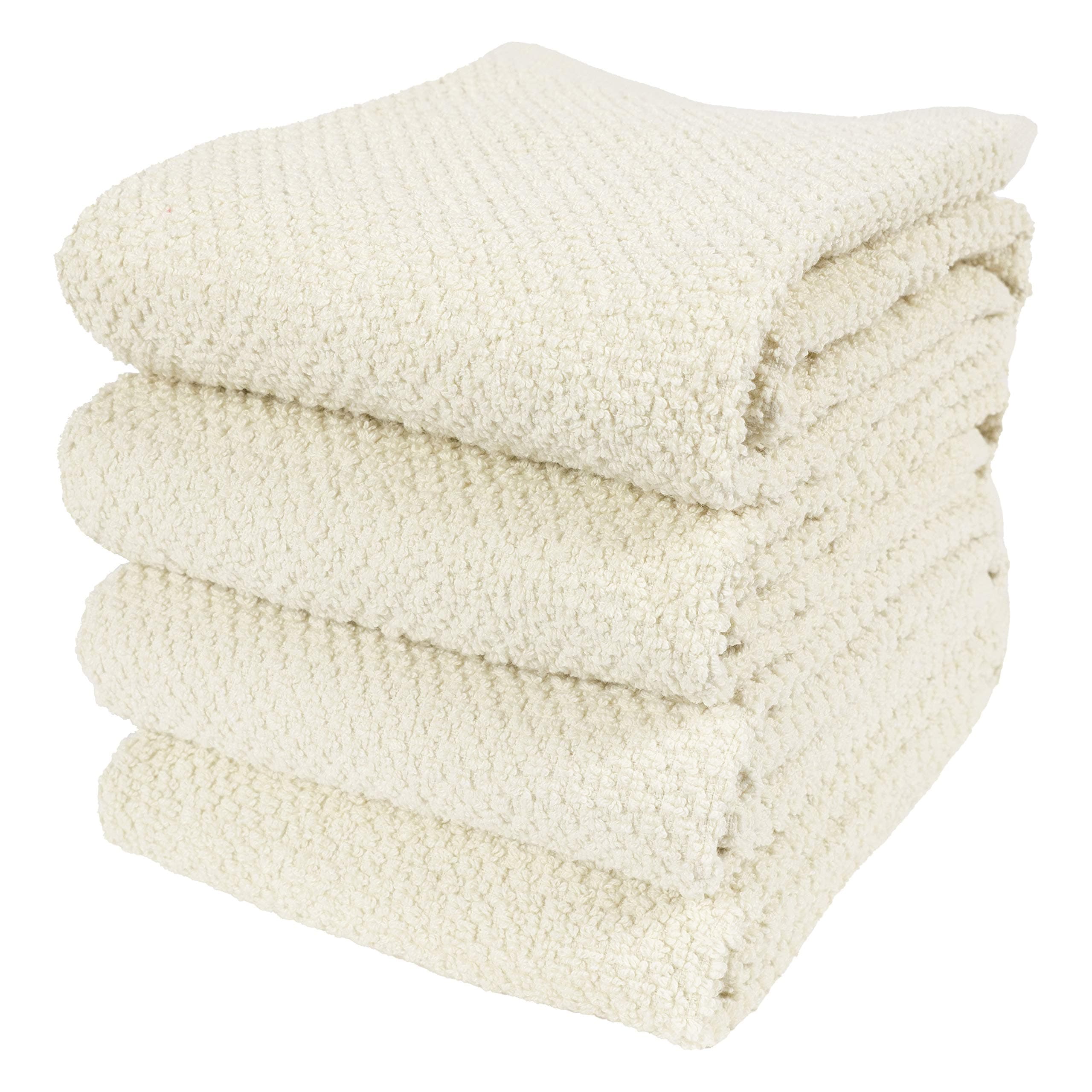 KAF Home Deluxe Popcorn Terry Kitchen Towels, Cotton Kitchen Dish Towels, Set of 4, Alabaster