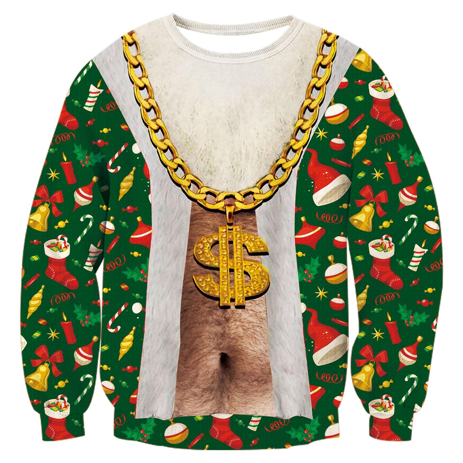 uideazone Unisex Ugly Christmas Sweater 3D Printed Funny Crewneck Pullover Sweatshirts for Xmas Party Celebration