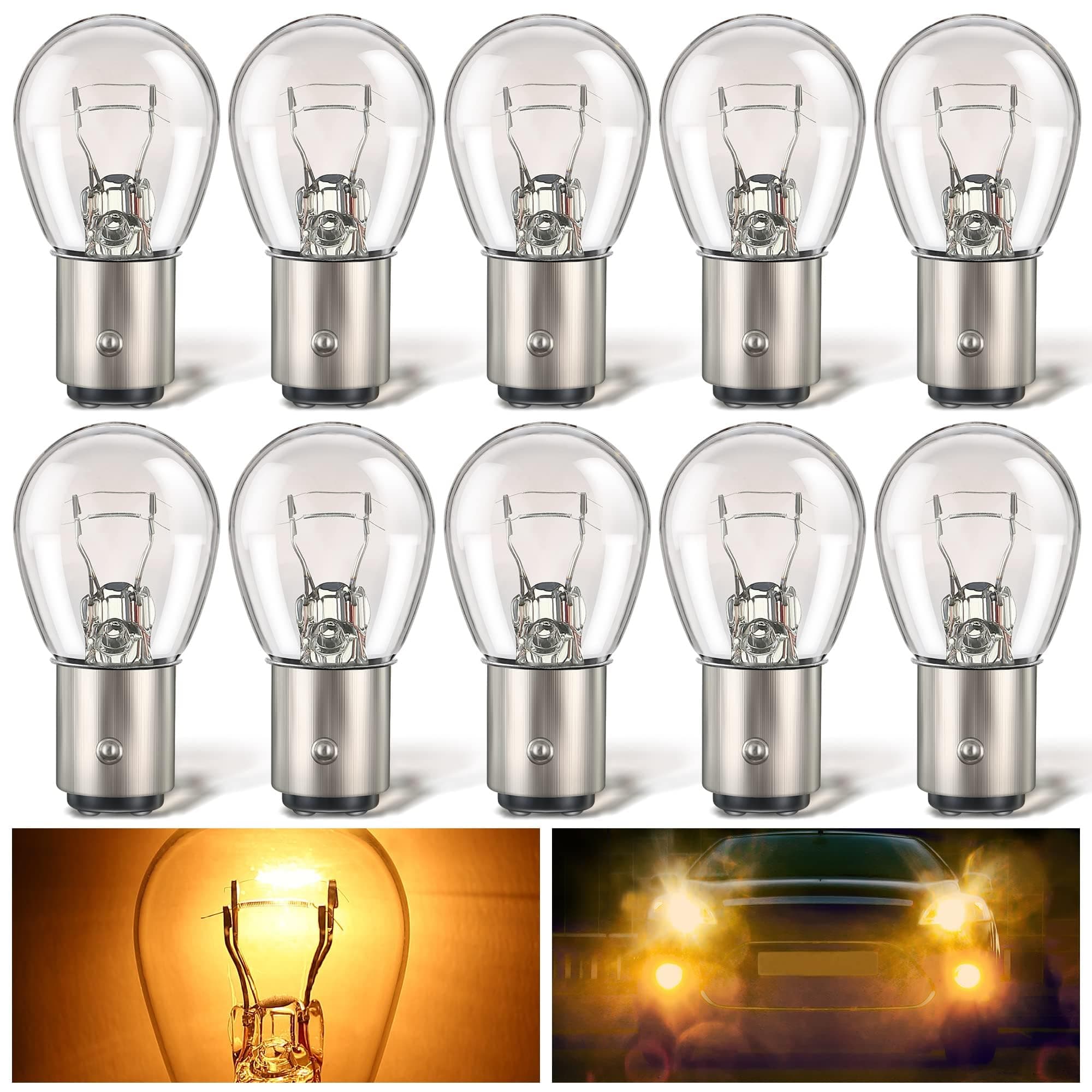 Azonee 10 Pack 1157 Light Bulb, S25 2057 2357 7528 BAY15D, Miniature Bulb, Mini Bulb, Taillight Turn Signal Light, Brake Light Bulbs, Parking Backup Lights, Compatible with 2357 1016 1034 1076