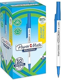 Kilometrico Ballpoint Pens | Long Writing with Medium Point (1.0mm) | Blue Ink | 80% Recycled Plastic | 50 Count