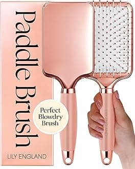 Lily England Paddle Brush Best for Detangling, Straightening Hair and Blowdrying, Rose Gold Hairbrush by Lily England