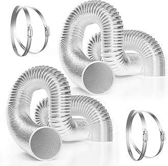 VIVOSUN 2-Pack 4 Inch 8 Feet Flex Air Aluminum Ducting, Flexible Dryer Vent Hose for HVAC Ventilation, 4 Clamps Included