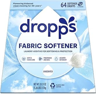 Dropps Fabric Softener Pods, Unscented (64 Count) - Free & Clear | Laundry Softener For Soft & Fluffy Fabrics | Liquid Softener & Dryer Sheet Alternative | Clean Ingredients | Plastic Free Packaging