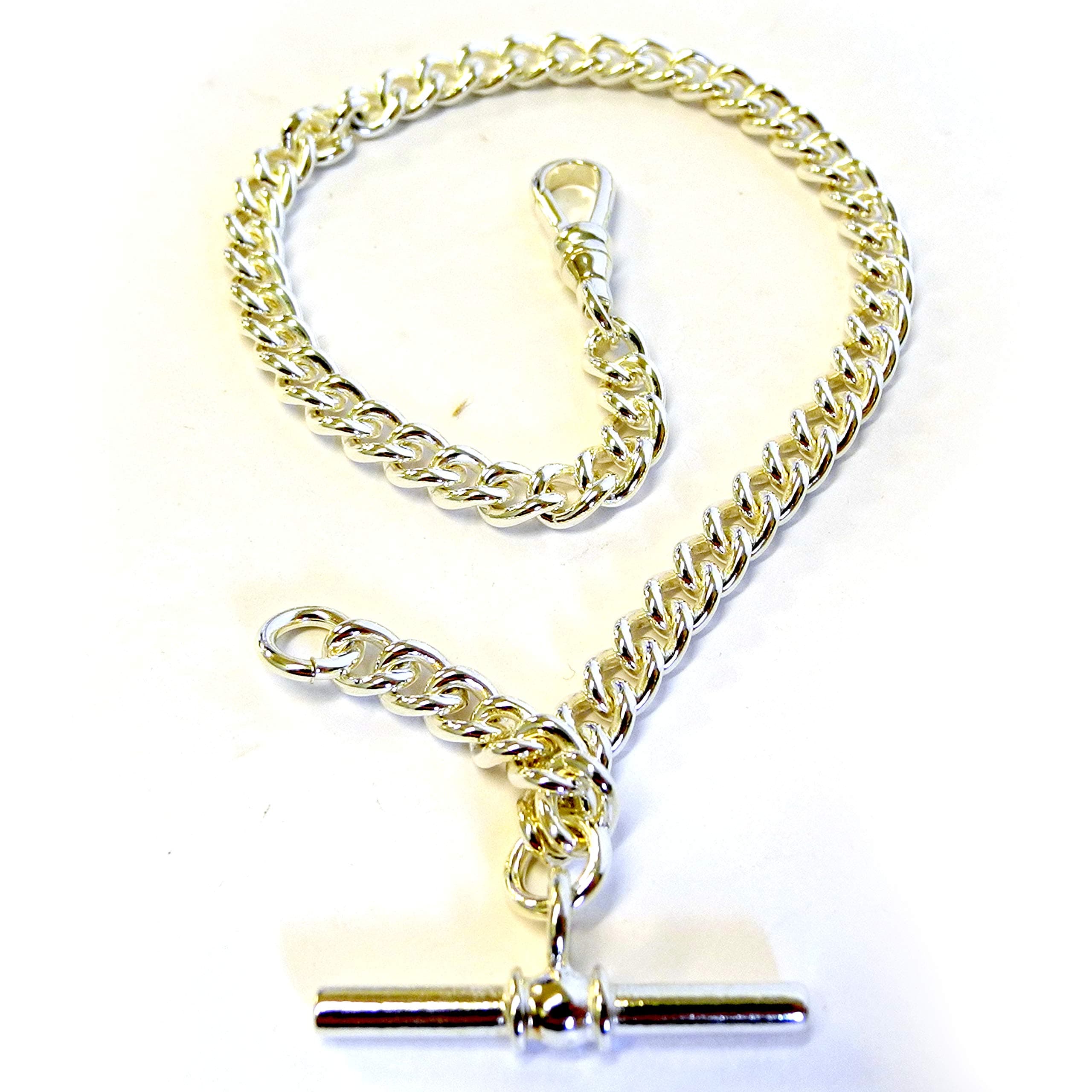 HSWALSHHeavy Duty Single Close Curb Albert Chain, Silver, Length 23cm - FA461