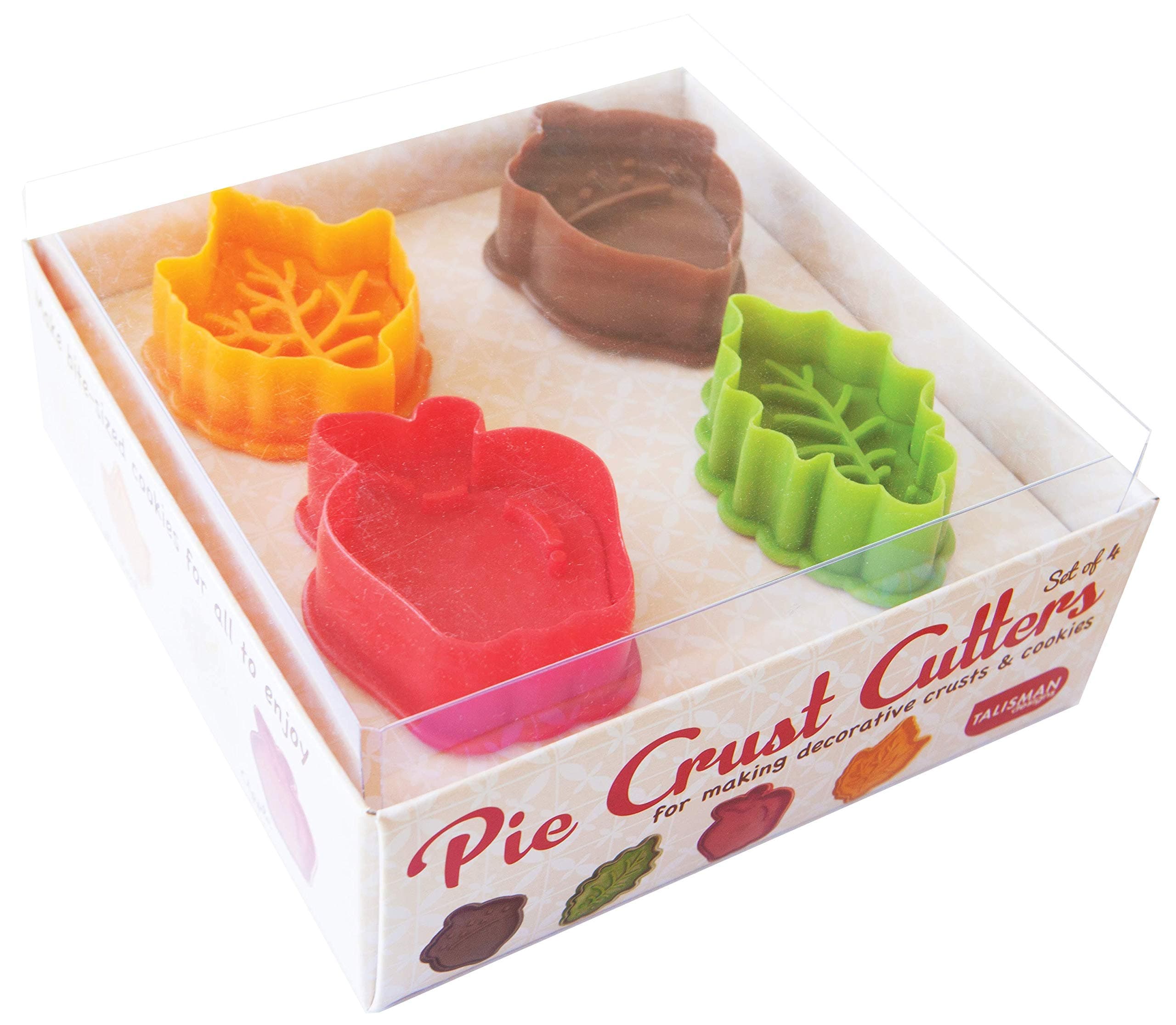 Plunger Style Pie Crust Cutters, Fall Design, 4-Piece Set