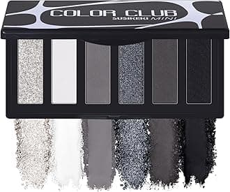 Black Eyeshadow Palette with Mirror Silver Gray Black Tones Matte Shimmer Smokey 6 Colors Mini Eye Shadow Pallet Travel Size Highly Pigmented for Vampire Clown Joker Goth Halloween Makeup