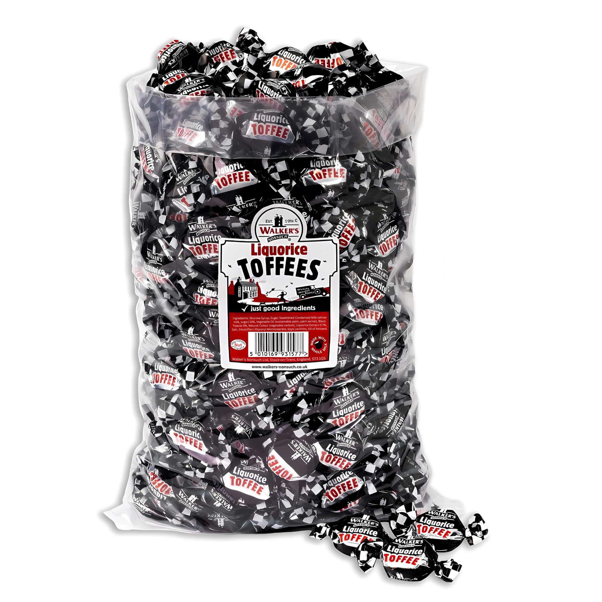 Walkers Nonsuch Liquorice Toffees Bulk Bag – Black Licorice Candy from UK – Individually Wrapped British Candy Gift – Old Fashioned English Toffee with Condensed Milk & Black Treacle, 88.18 Oz (2.5kg)