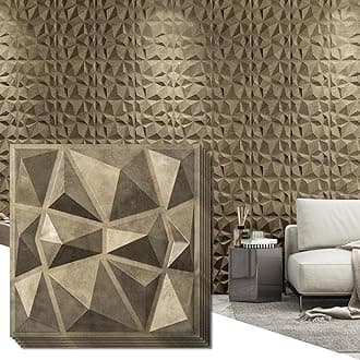 Art3d Decorative 3D Wall Panels in Diamond Design, 12"x12" Antique Gold (33 Pack)