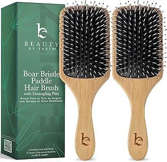 Beauty by Earth Boar Bristle Brush - Premium Paddle Brush for Fine, Thick, and Thinning Hair for Men and Women