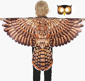 Bird-Wings-Owl-Costume for Kids with Mask, Dress Up Clothes for Boys Girls Eagle Role Play Hallowen Party